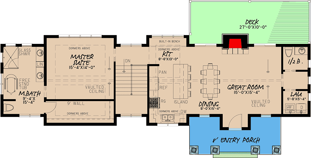 Plan 70567MK: Rustic Home Plan With Optional Lower Level Game - 1981 Sq Ft - Floor Plan - Main Level - Country, Farmhouse, Hill Country, Rustic
