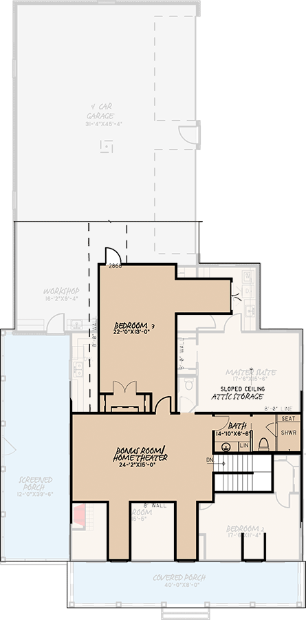 Plan 70568MK: Two-Story House Plan With Large Front Porch - Floor Plan - 2nd Floor - Country, Farmhouse, Low Country, Southern, Traditional