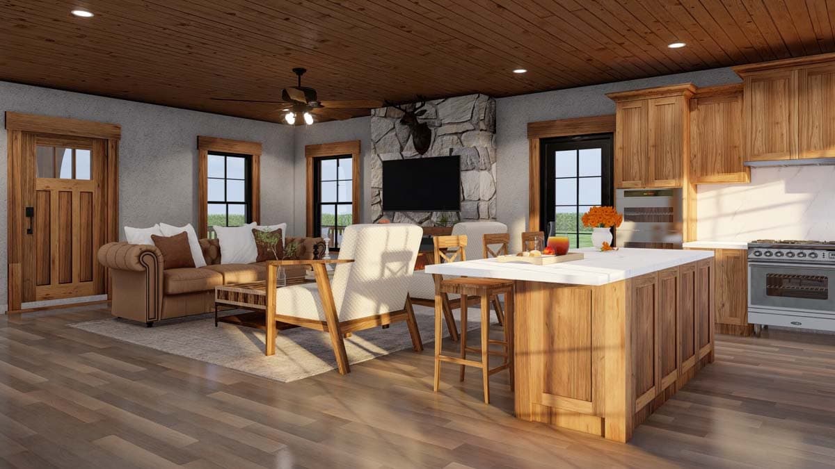 Plan 60701ND: Rustic 2-Bed Home Plan with Walkout Basement - 1766 Sq Ft - Image #4 - Cottage, Country, Mountain, Rustic, Southern, Vacation