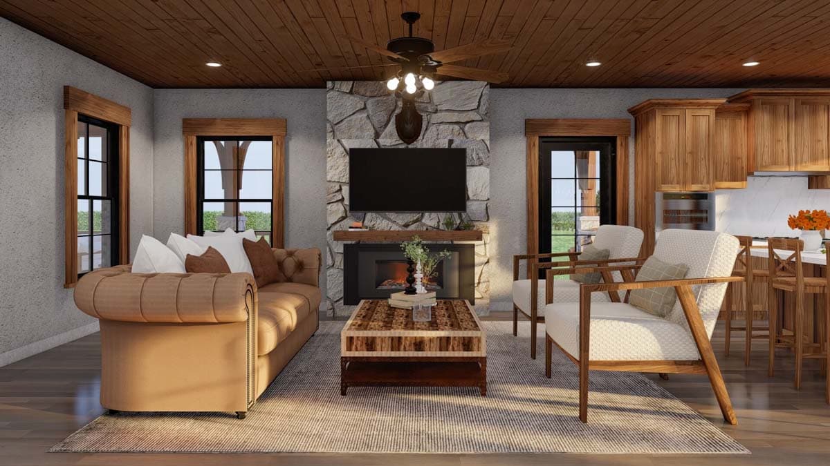 Plan 60701ND: Rustic 2-Bed Home Plan with Walkout Basement - 1766 Sq Ft - Image #5 - Cottage, Country, Mountain, Rustic, Southern, Vacation