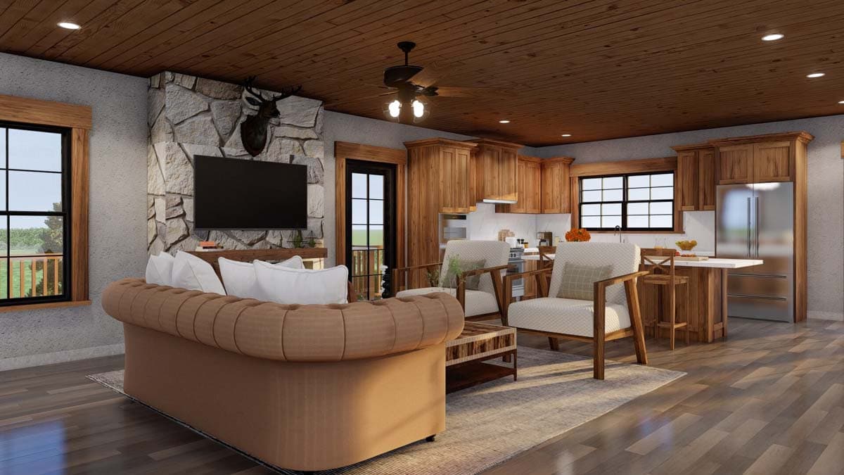 Plan 60701ND: Rustic 2-Bed Home Plan with Walkout Basement - 1766 Sq Ft - Image #6 - Cottage, Country, Mountain, Rustic, Southern, Vacation