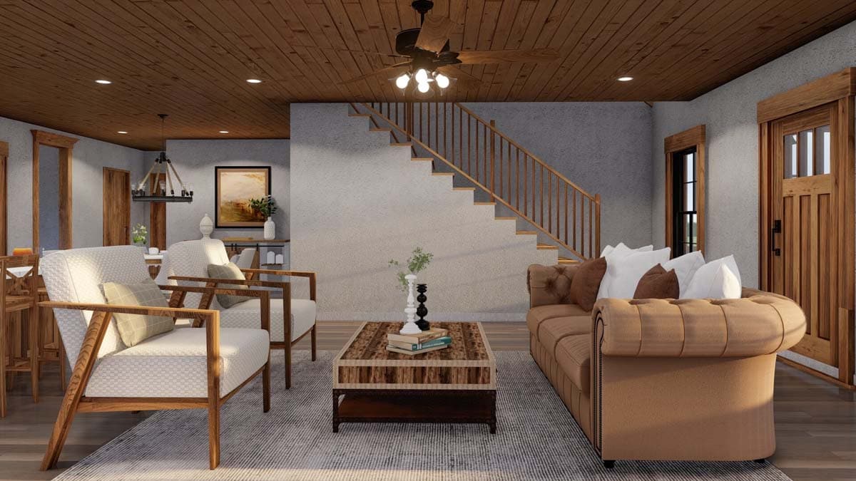 Plan 60701ND: Rustic 2-Bed Home Plan with Walkout Basement - 1766 Sq Ft - Image #8 - Cottage, Country, Mountain, Rustic, Southern, Vacation