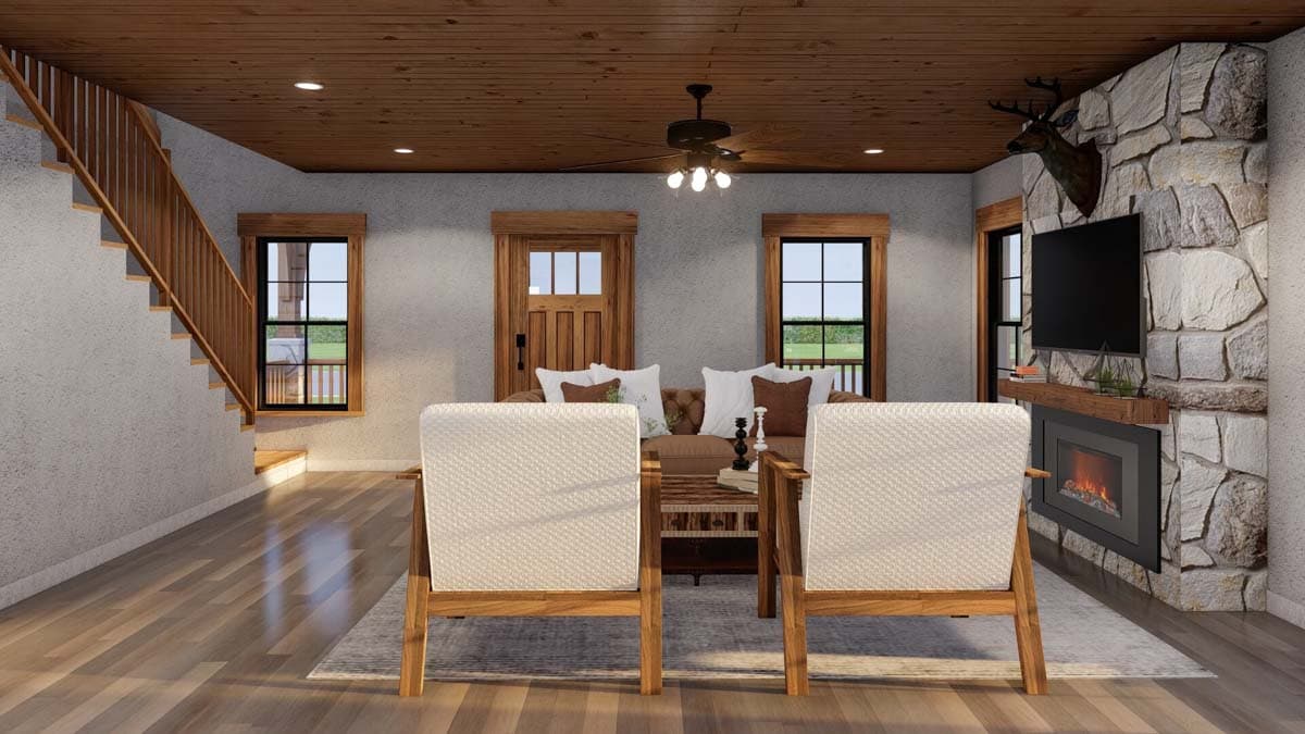 Plan 60701ND: Rustic 2-Bed Home Plan with Walkout Basement - 1766 Sq Ft - Image #9 - Cottage, Country, Mountain, Rustic, Southern, Vacation