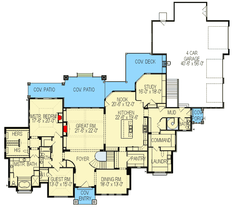 Plan 290083IY: Expandable European House Plan - Floor Plan - Main Level - European, Traditional