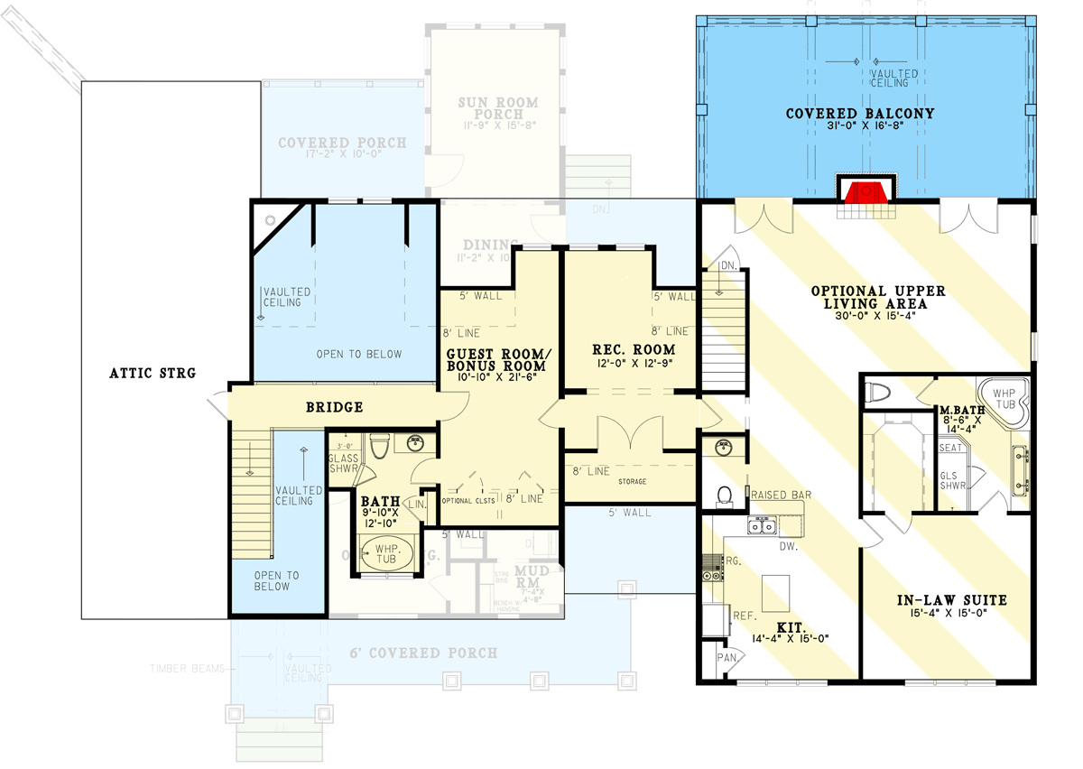 Plan 60704ND: Country Home Plan With RV Garage And Upstairs Apartment - 2816 Sq Ft - Floor Plan - Second Level  - Country, Rustic, Southern, Traditional