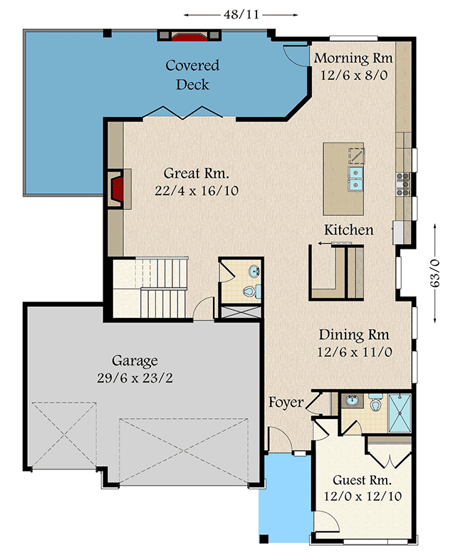 Plan 85223MS: Modern House Plan With Finished Lower Level - Floor Plan - Main Level - Modern, Northwest, Prairie