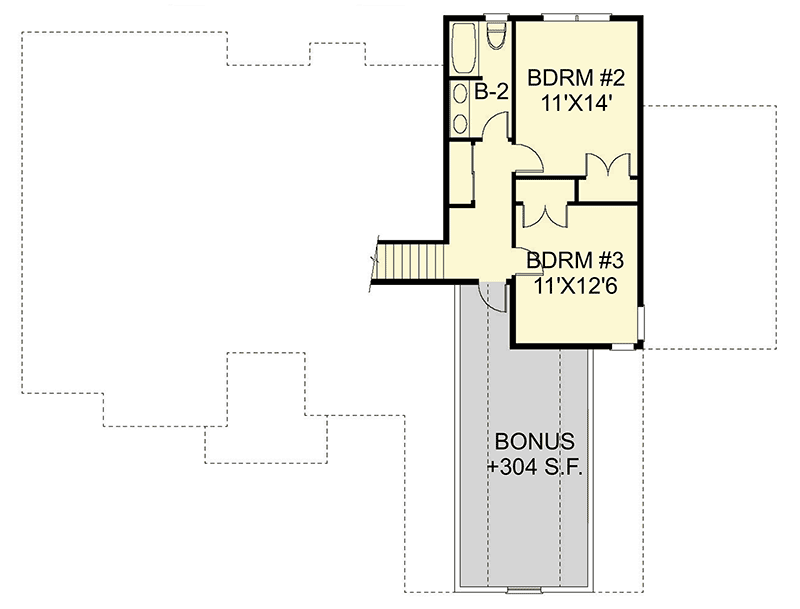 Plan 770002CED: French Country Charmer with 3 Beds and Bonus Room - Floor Plan - 2nd Floor - European, French Country, New American, Traditional
