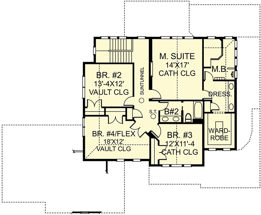 Plan 770003CED: Exclusive Shingle Style House Plan with Vaulted Bedrooms - Floor Plan - 2nd Floor - New American, Shingle, Traditional