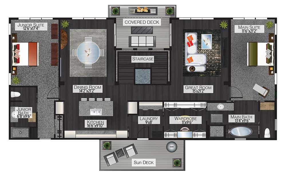 Plan 737002LVL: Modern Barndominium House Plan with Two Bedroom Suites - Floor Plan - 2nd Floor - Barndominium, Country, Mountain, New American, Northwest, Rustic, Vacation