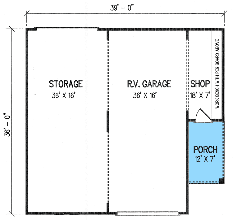 Plan 55196BR: Barn-Like RV Garage With Storage - Floor Plan - Main Level - Carriage
