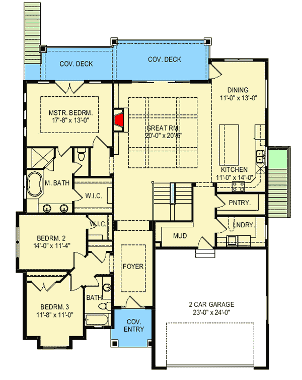 Plan 290090IY: Expandable Southern House Plan - Floor Plan - Main Level - Florida-Style, Southern