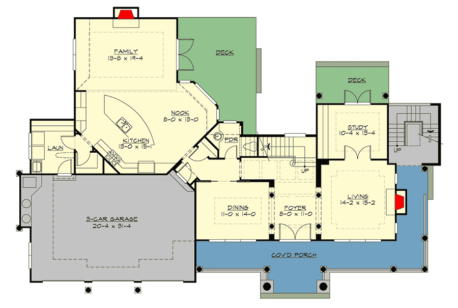 Plan 23717JD: Rugged Craftsman House Plan With Accessory Dwelling Unit - Floor Plan - Main Level - Craftsman, New American, Northwest, Rustic, Shingle
