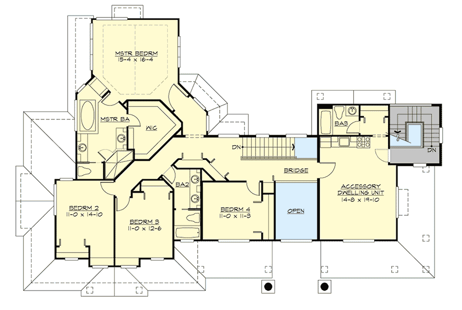 Plan 23717JD: Rugged Craftsman House Plan With Accessory Dwelling Unit - Floor Plan - 2nd Floor - Craftsman, New American, Northwest, Rustic, Shingle