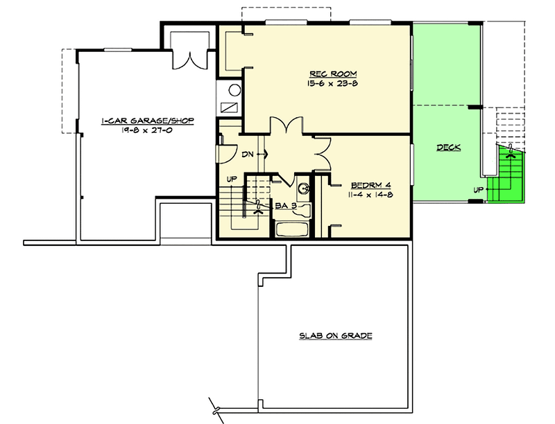 Plan 23720JD: Tri-Level Craftsman House Plan with Playroom and Rec Room - Floor Plan - Lower Level - Craftsman, Mountain, Northwest, Traditional