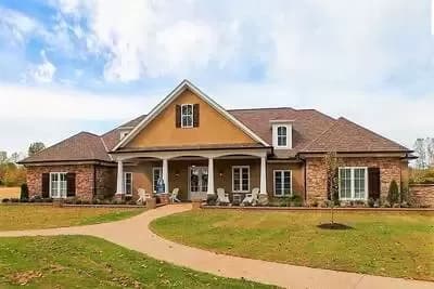 Southern Country Ranch Home Plan With Poolhouse