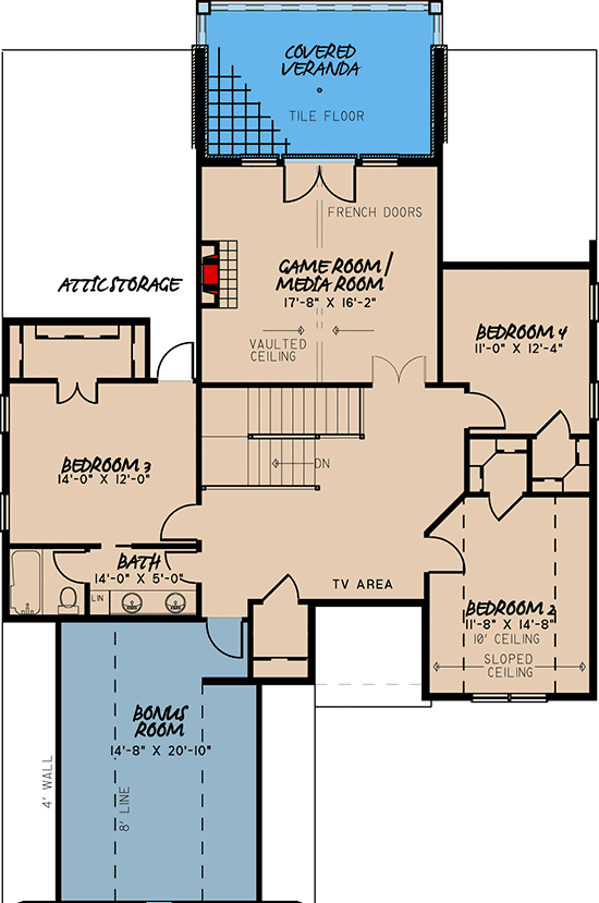 Plan 70570MK: Tudor House Plan with Charming Accents - Floor Plan - 2nd Floor - European, French Country, Tudor