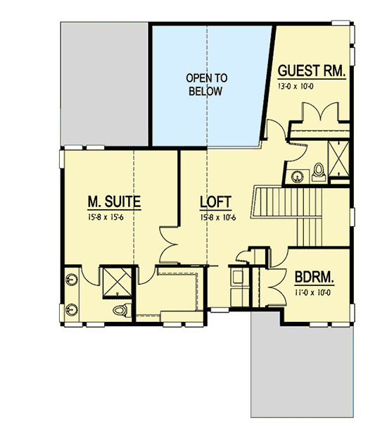 Plan 737006LVL: Modern House Plan with Exciting Slanted Angles - Floor Plan - 2nd Floor - Contemporary, Modern