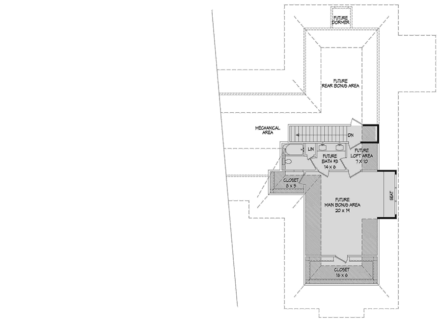 Plan 68507VR: Hip-Roofed House Plan With Bonus Over The Garage - 2782 Sq Ft - Floor Plan - 2nd Floor - Hill Country, Ranch, Traditional