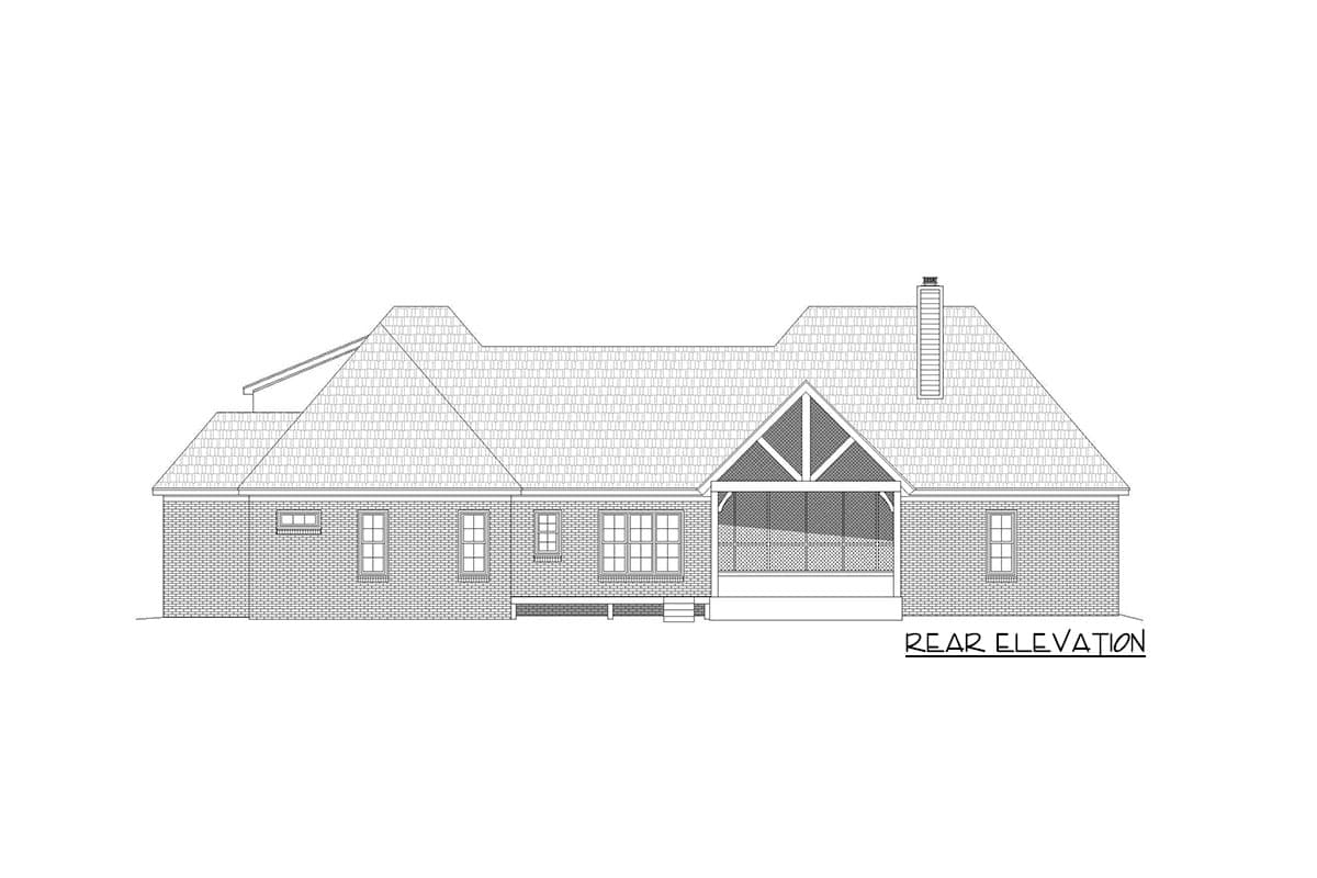 Plan 68507VR: Hip-Roofed House Plan With Bonus Over The Garage - 2782 Sq Ft - Image #5 - Hill Country, Ranch, Traditional