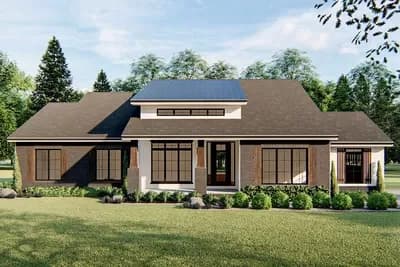 Prairie-Inspired 3-Bed House Plan with Cathedral Ceiling