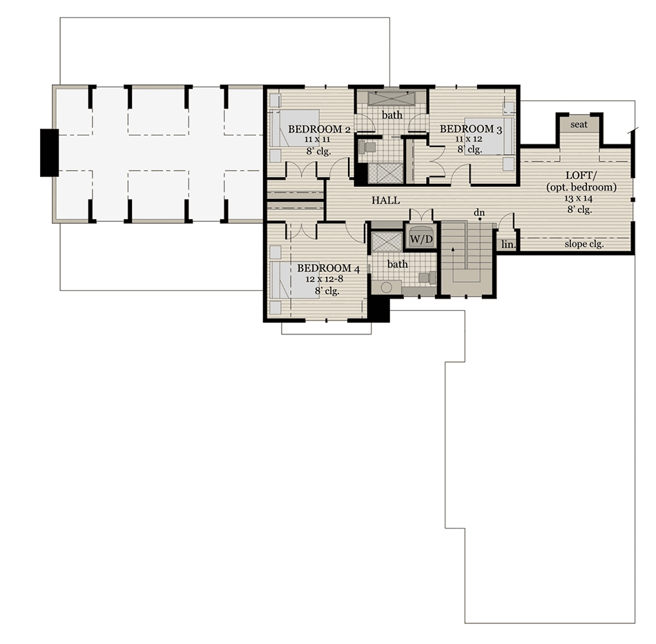 Plan 14659RK: Exciting 3-Bed Modern Farmhouse House Plan with Home Office - Floor Plan - 2nd Floor - Country, Farmhouse, Modern Farmhouse, New American