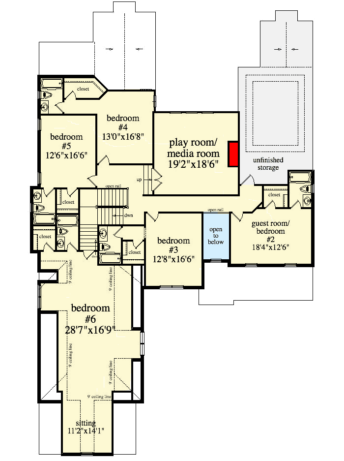 Plan 29892RL: Substantial and Spacious European House Plan - 5687 Sq Ft - Floor Plan - 2nd Floor - European, French Country