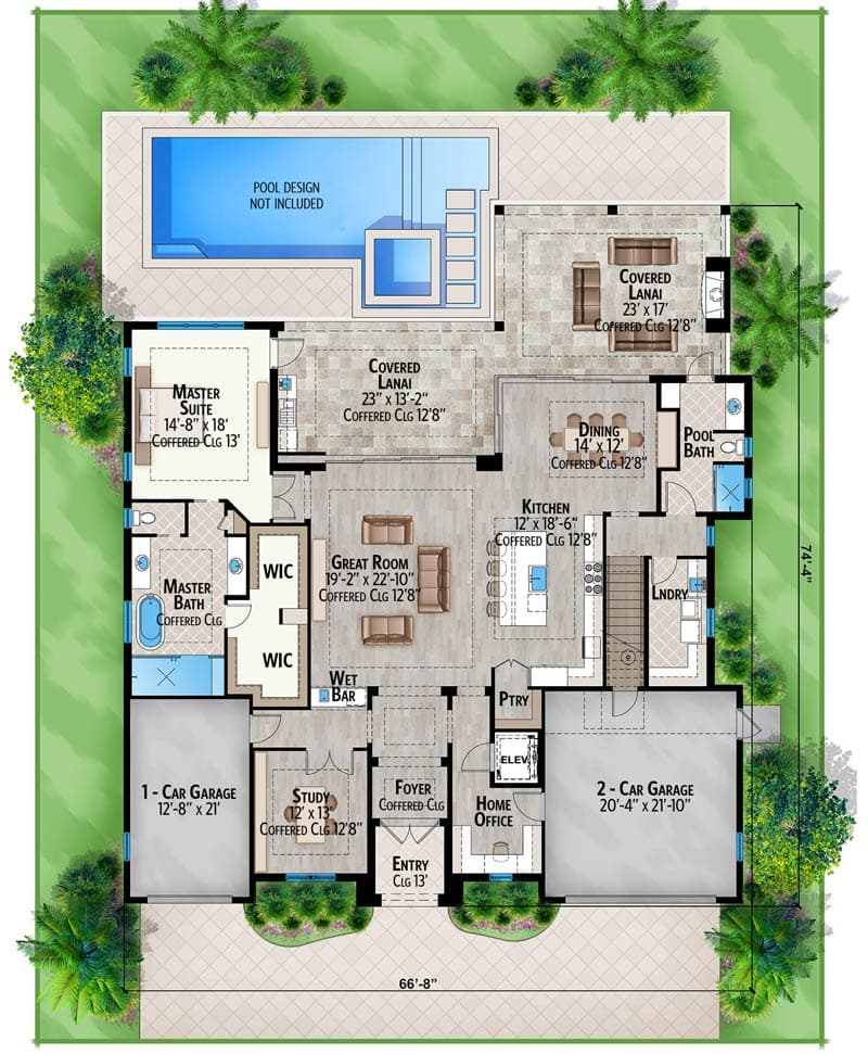 Plan 86064BW: Impressive Coastal House Plan with Observation Deck - Floor Plan - Main Level - Coastal, Florida-Style, Modern, Southern