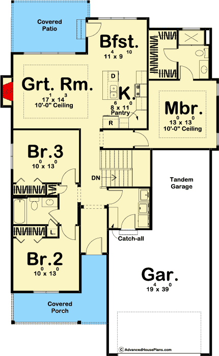 Plan 62718DJ: Modern Farmhouse-Style Ranch Covered Patio - Floor Plan - Main Level - Cottage, Country, Farmhouse, Vacation