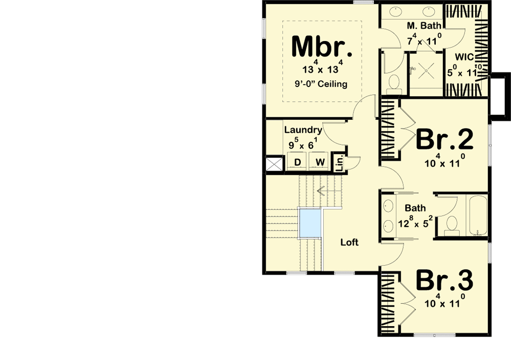 Plan 62717DJ: Modern Farmhouse for the Modern Family - Floor Plan - 2nd Floor - Country, Farmhouse, Traditional
