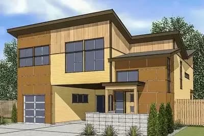 Modern House Plan with Garage and Carport