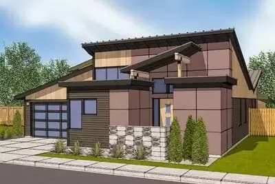 Angular Modern House Plan With 2 or 3 Beds