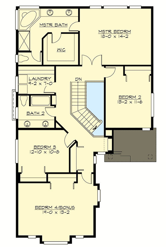 Plan 23732JD: Two-Story Traditional Home for a Narrow Lot - Floor Plan - 2nd Floor - Craftsman, Northwest, Shingle, Traditional