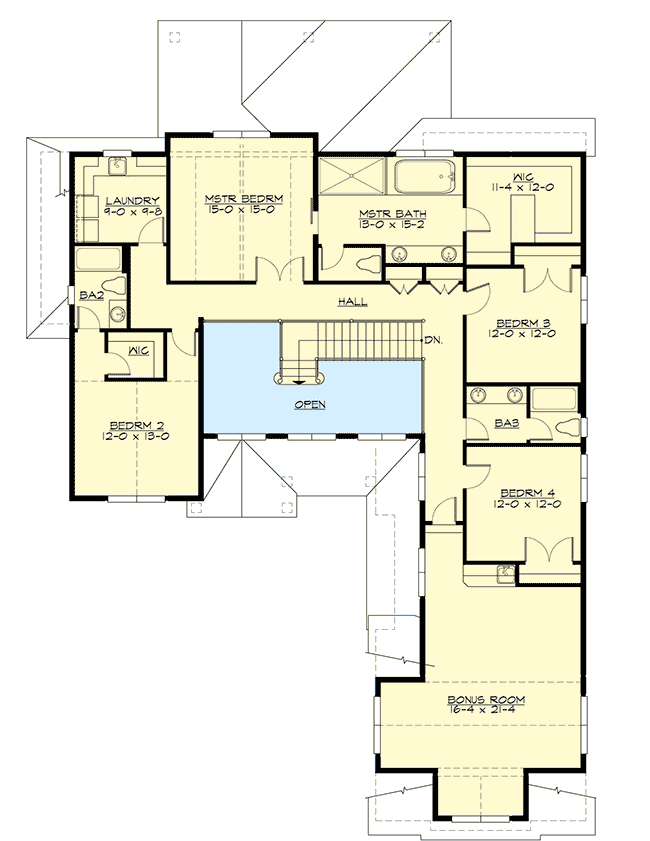 Plan 23735JD: Farmhouse Chic - Floor Plan - 2nd Floor - Farmhouse, New American, Traditional