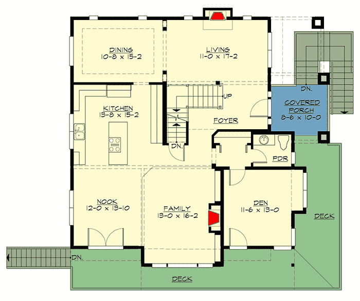 Plan 23736JD: Prairie House Plan for a Sloping Lot - Floor Plan - Main Level - Contemporary, Northwest, Prairie