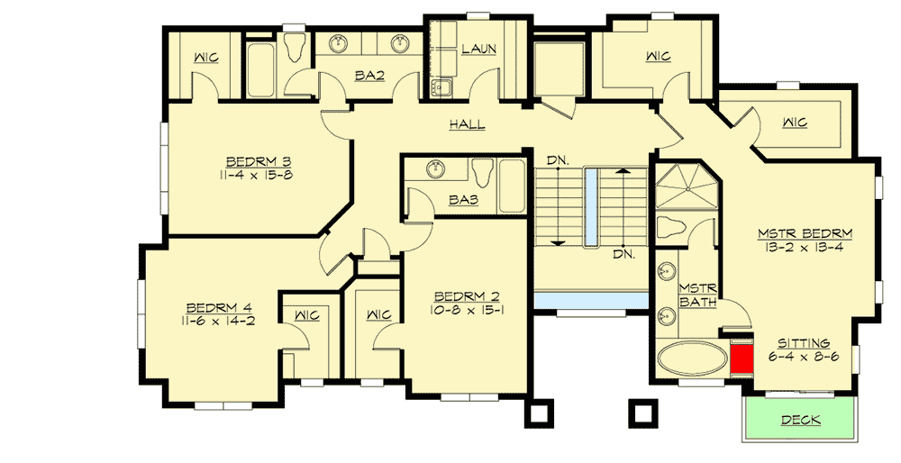 Plan 23742JD: Three Level Shingle Style House Plan - Floor Plan - Second Level - Northwest, Shingle