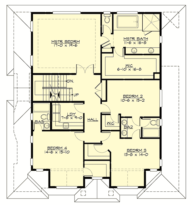 Plan 23744JD: Upscale Craftsman House Plan with Third Floor Playroom - Floor Plan - Second Level - Craftsman, New American, Northwest, Shingle
