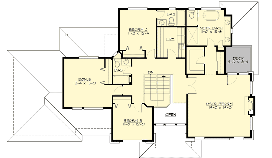 Plan 23739JD: Prairie Style House Plan with Rec Room and Exercise Room - Floor Plan - Second Level - Northwest, Prairie