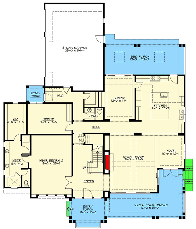 Plan 23757JD: First or Second Floor Master Suite - Floor Plan - Main Level - Northwest, Shingle