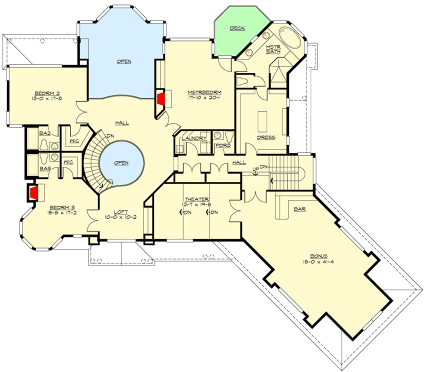 Plan 23756JD: Stunning Shingle Style House Plan with Home Theater Plus Bonus Room - Floor Plan - 2nd Floor - Cape Cod, Coastal, Shingle, Traditional