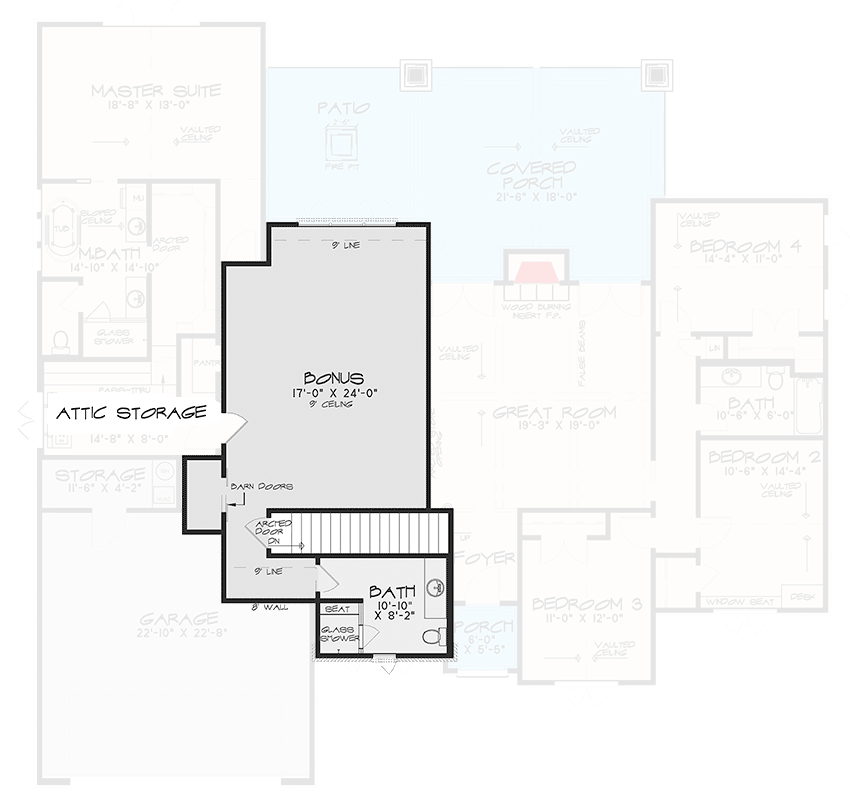 Plan 70575SND: Modern French Country House Plan With Optional Upstairs Game Room - 2352 Sq Ft - Floor Plan - Bonus - European, French Country, Traditional, Transitional