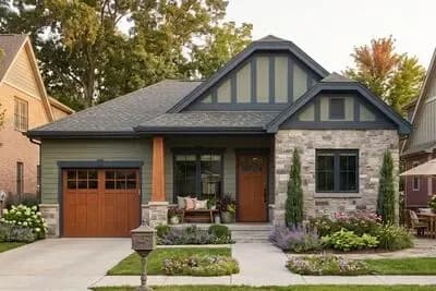 2-Bed New American House Plan with Extra-Deep Garage