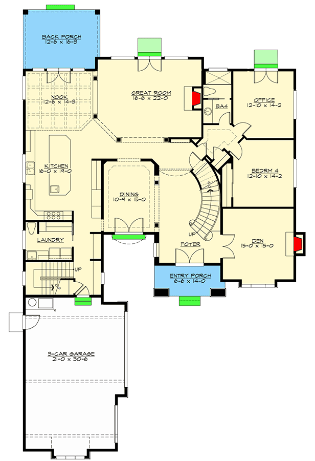 Plan 23749JD: Exquisite Italianate House Plan - Floor Plan - Main Level - European, Mediterranean