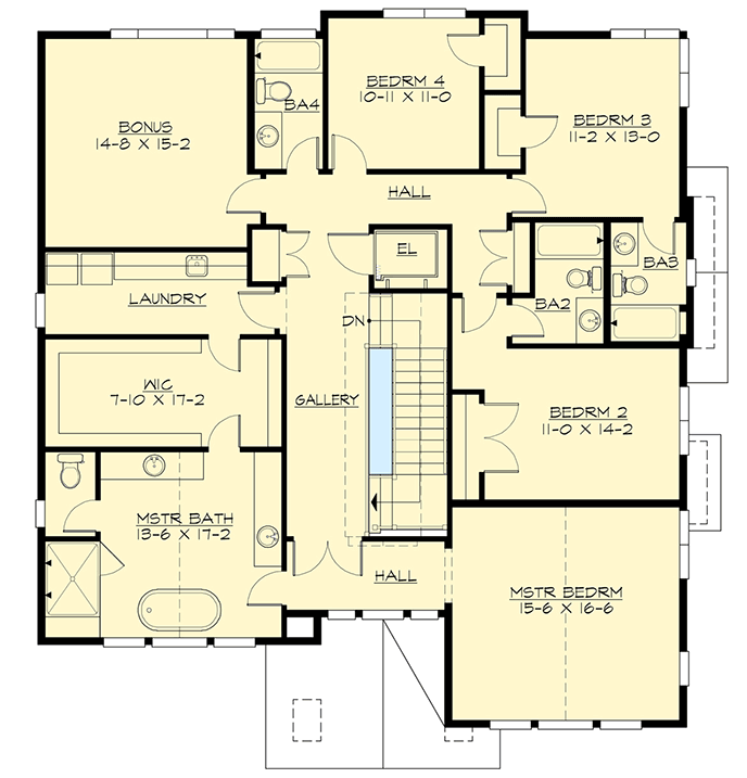 Plan 23748JD: Craftsman House Plan Perfect For A Front-Sloping Lot - Floor Plan - 2nd Floor - Craftsman, New American, Northwest, Shingle