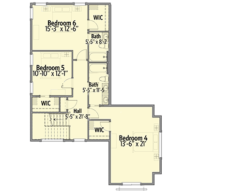 Plan 64458SC: Prairie Craftsman With Up To 9 Bedrooms - Floor Plan - 2nd Floor - Contemporary, Craftsman, Prairie, Traditional
