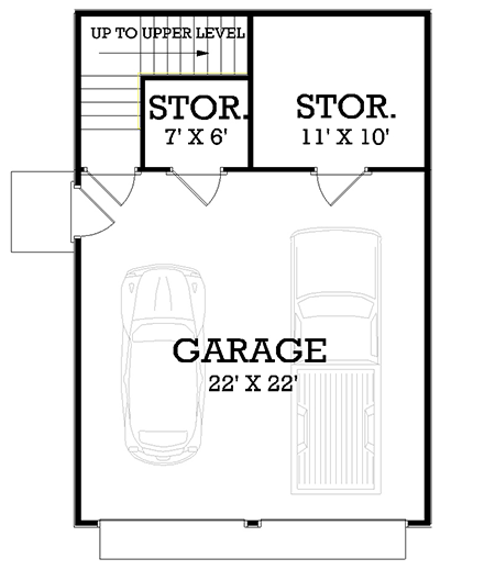 Plan 55198BR: Detached Garage With Man Cave Potential - Floor Plan - Main Level - Carriage