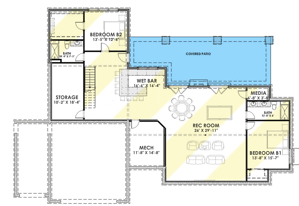 Plan 64460SC: Country Farmhouse with Exterior Options and Optional Finished Lower Level - Floor Plan - Optional Walkout Foundation - Country, Farmhouse, Modern Farmhouse