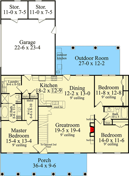 Plan 62145V: Craftsman House Plan with Optional Second Floor - Floor Plan - Main Level - Craftsman, Northwest