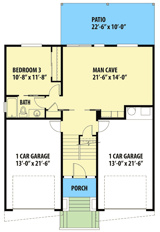 Plan 737018LVL: Modern House Plan with Man Cave - Floor Plan - Main Level - Contemporary, Modern