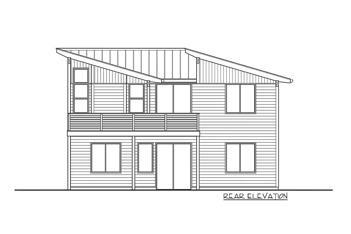 Plan 737018LVL: Modern House Plan with Man Cave - Image #4 - Contemporary, Modern