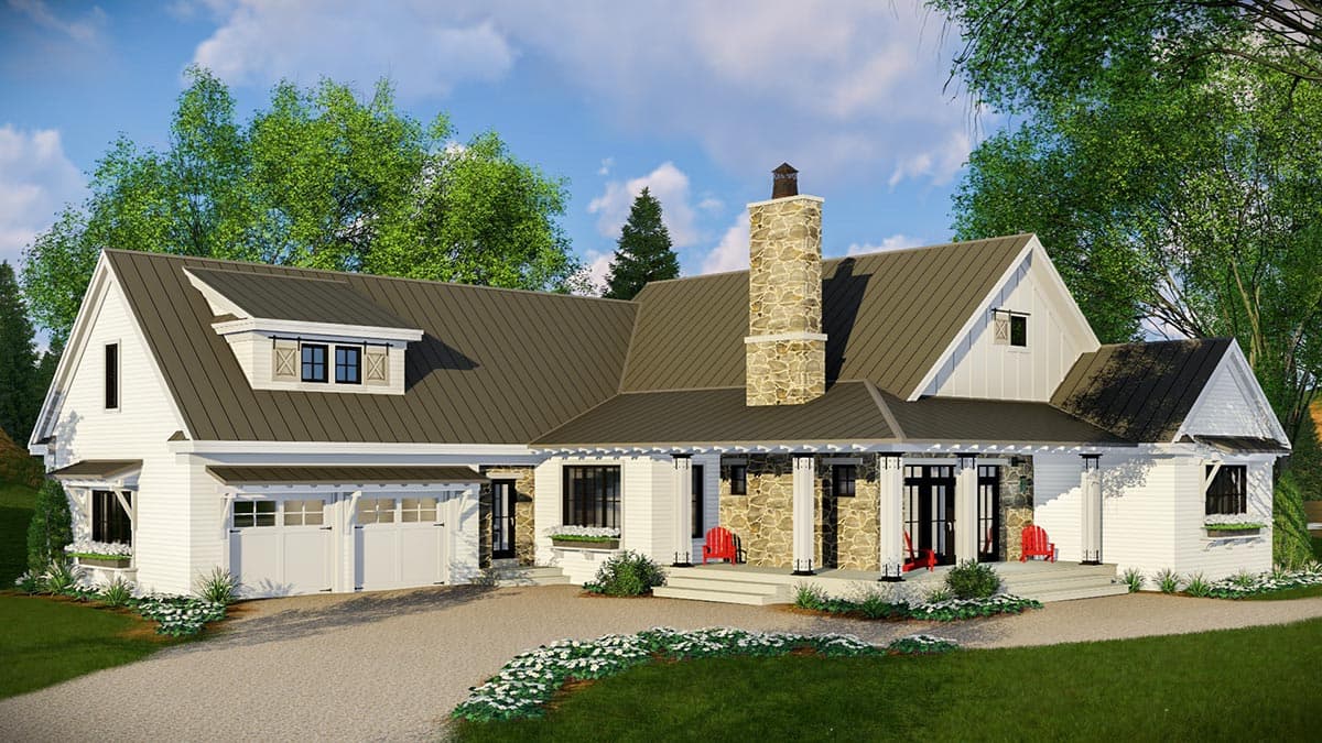 Plan 14660RK: Modern 3-Bed Farmhouse with Vaulted Open Concept Interior - Image #4 - Coastal, Country, Farmhouse, Modern Farmhouse, New American, Traditional